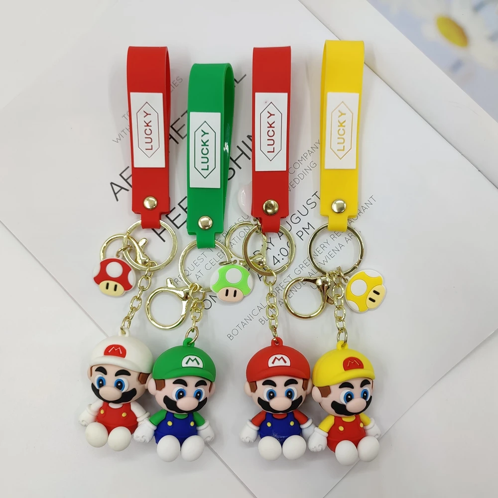 Wholesale Game Cartoon Marios Pvc Keychain Mario Bros Luigi Mushroom Character Dolls keychain