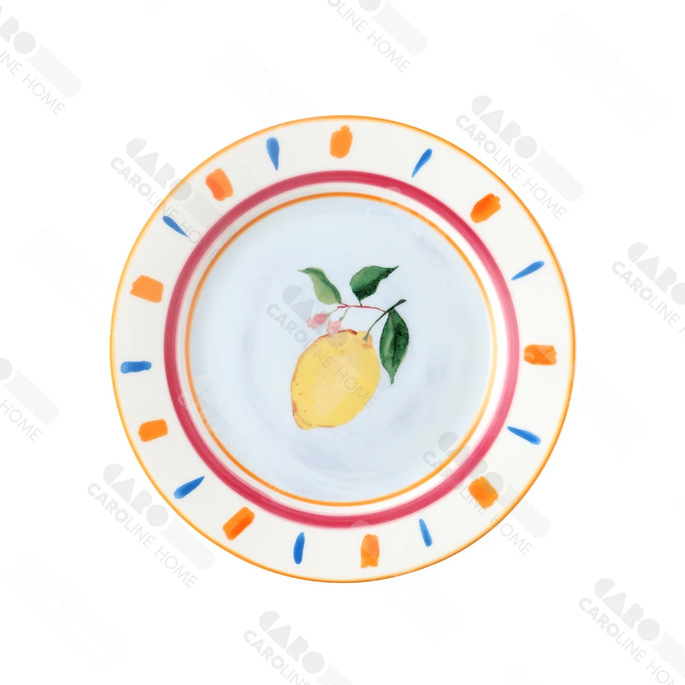 Caroline Design ceramic tableware, fruit collection, lemon patterned plate, custom design pattern