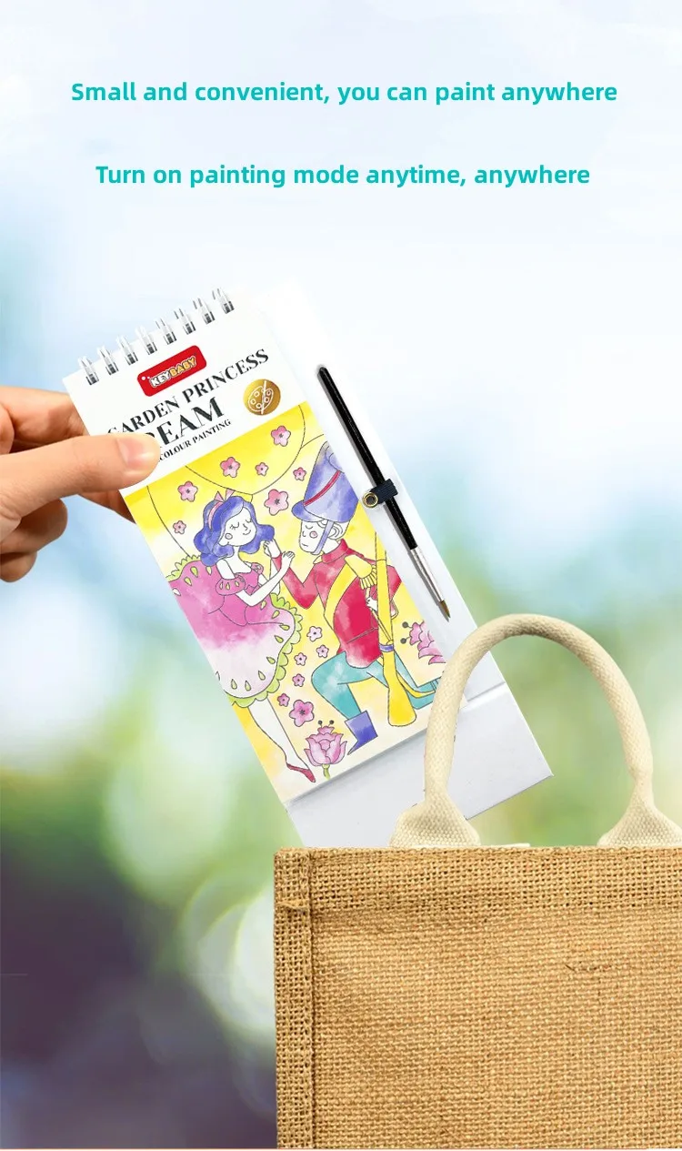 Hot Sale Pocket Watercolor Painting Bookmarks Book For Kids Palette Paint Book Water Coloring Drawing Book Toys Set With Brush