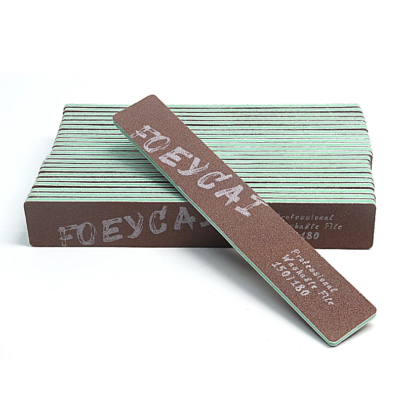 Manicure natural korea washable sandpaper brown high quality 150/180 grit custom square nail file