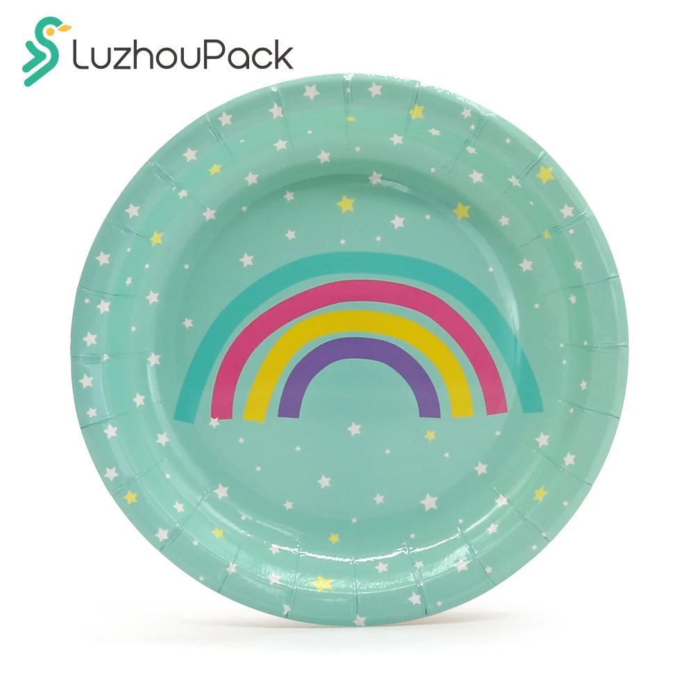 Индивидуальные одноразовые базовые бумажные тарелки LuzhouPack 8 5/8 дюймов