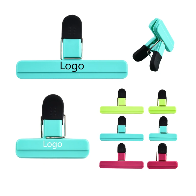 Custom Logo Food Clip Colored Plastic Hand Account Bill Clamps Clips Promotional Gift Kitchen Food Taker-bag Sealing Clip