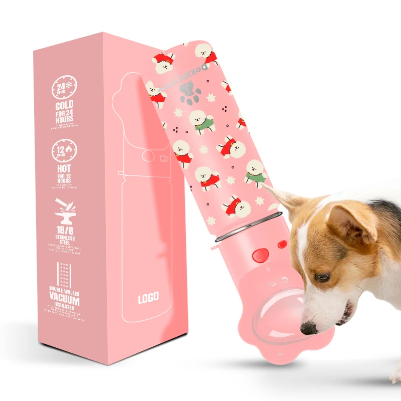 18oz Stainless Steel Dog Travel Bottle, Leak Proof Portable Dog Water Bottle, Drink Dispenser and Snack Container