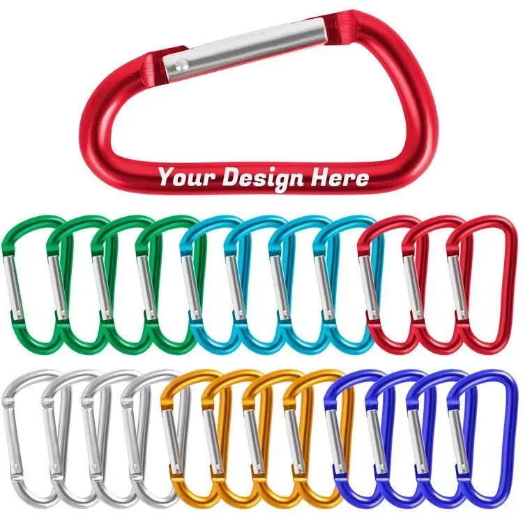 Custom d shape metal Aluminum caribeaner clip