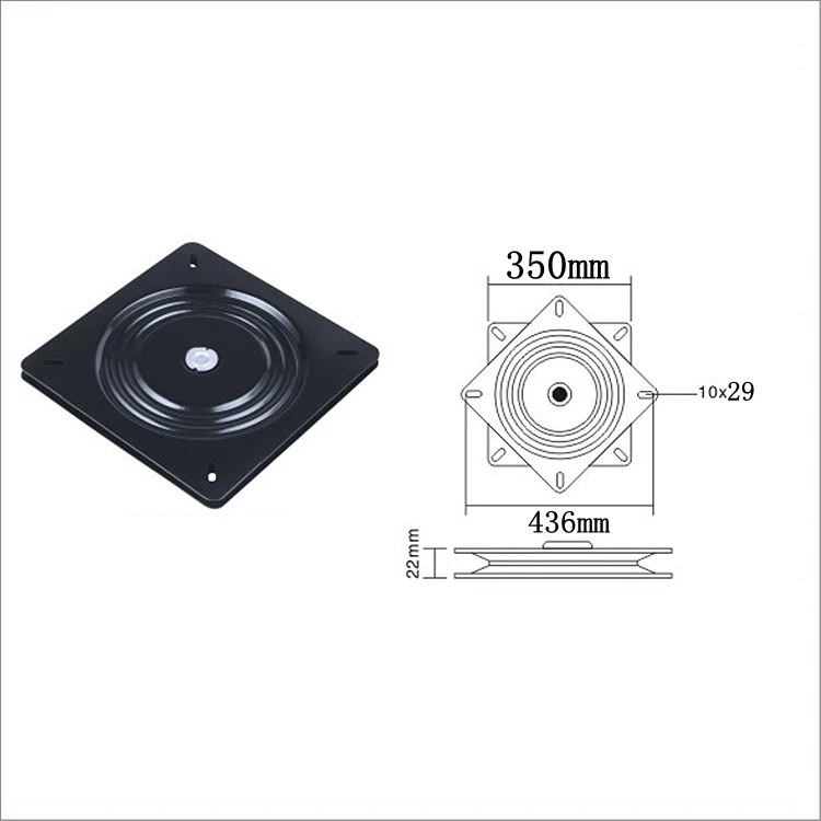 Lazy Susan 14 Inch 350mm Black Metal Turntable 360 Degree Free Rotating Ball Bearing Swivel Plate Mechanism