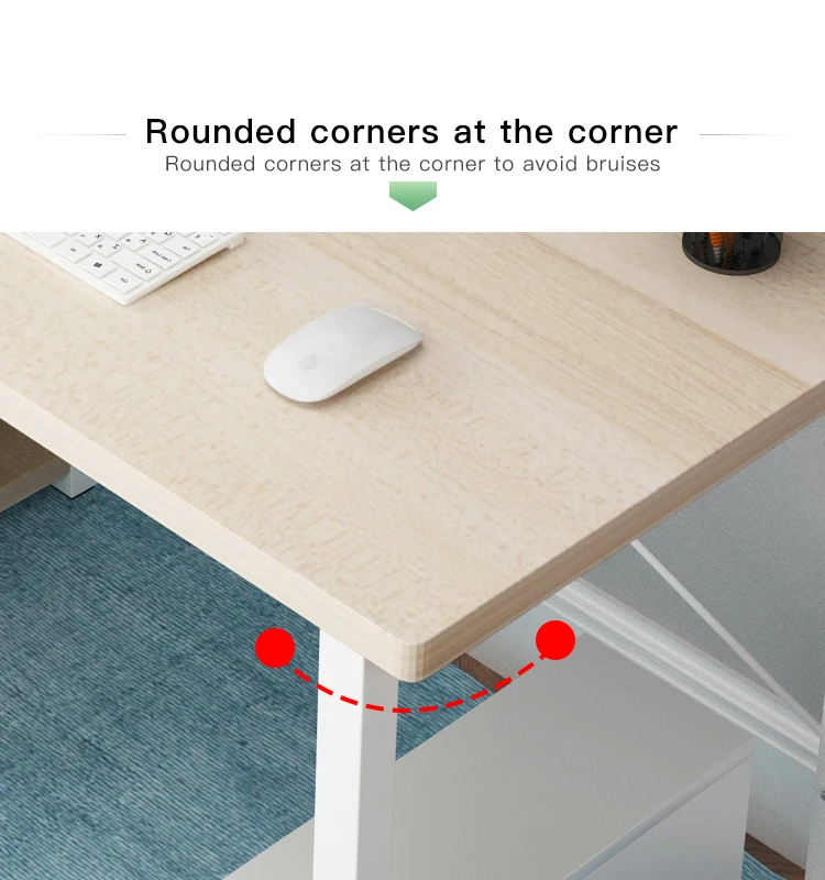 Steel wood desktop computer table desk bookshelf integrated computer desk for student with bookshelf