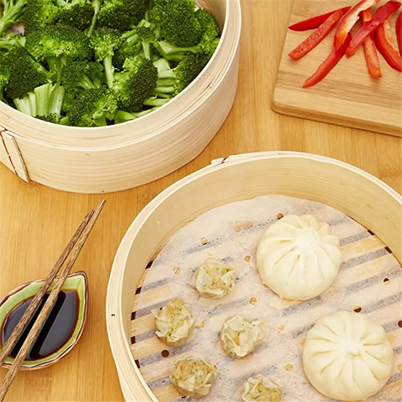 
Wholesale custom logo different size Handmade Bamboo food Steamer use for Dim Sum Dumpling and delicious Food 