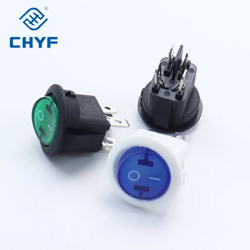 CHYF KCD1 switch manufacturer round rocker switch 3pins 2positions on-off electrical led boat switch waterproof