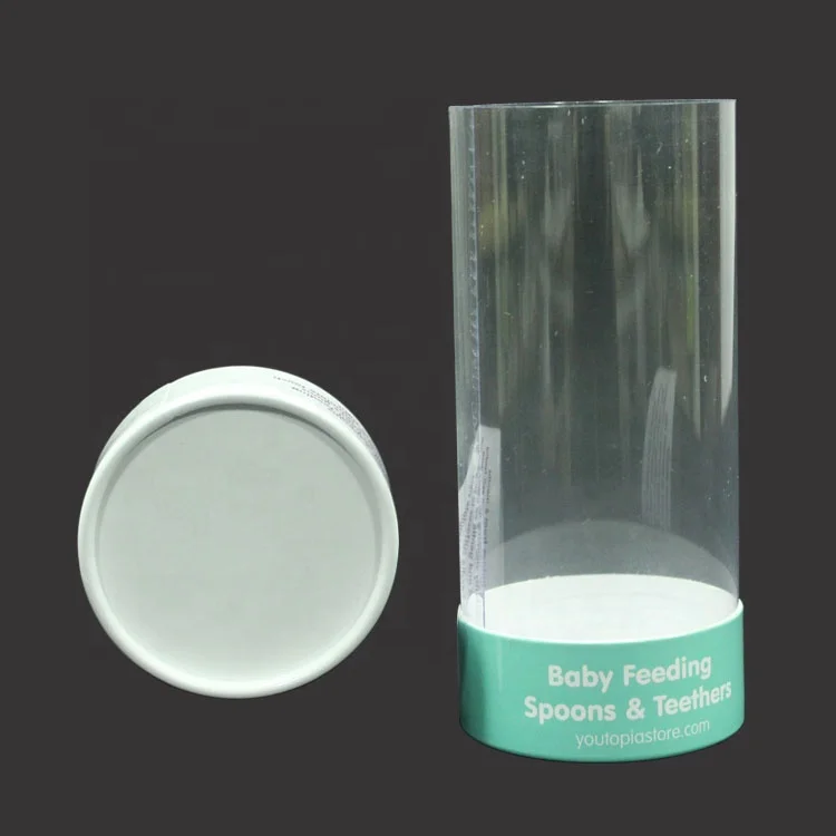 Handmade Clear round Plastic Container Custom Cylinder Box with 6 cm Diameter Stamping Embossing Features for Blister Packing