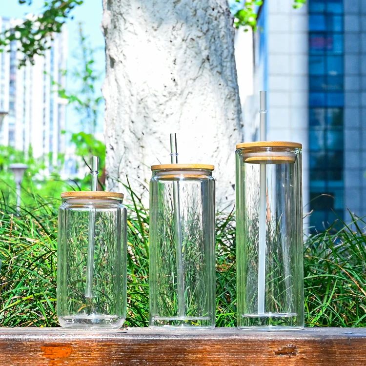 USA warehouse snow globe custom double wall soda glass can pre-drilled 16 oz christmas sublimation glass tumblers