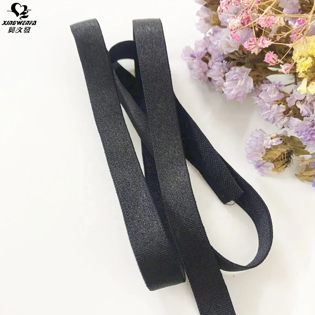 Underwear accessories 10mm non velvet back soft nylon bra flat strap black high quality nylon elastic bra strap