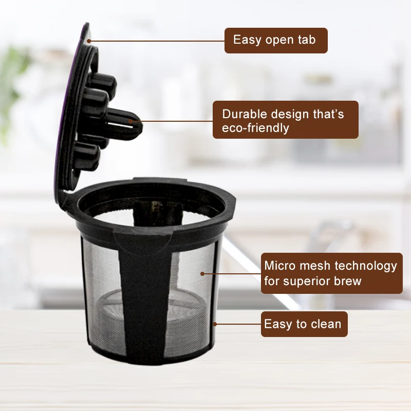 Universal K Cup Fit Keurig Reusable Coffee Pods Filters, Stainless Micro Mesh Refillable K Cups