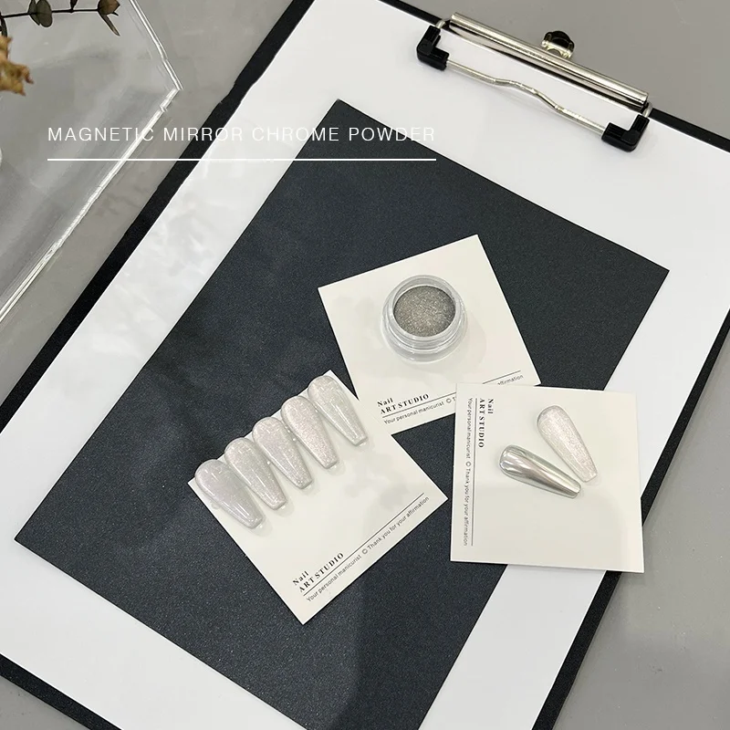 2-in-1 Mirror Chrome Pigment Cat Eye Magic Mirror Powder 8 Colors Glitter Dust Pigment Nail Art Decoration DIY