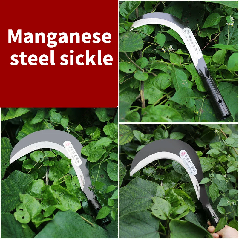 Agricultural steel handle sickle Rice harvester long handle grain weeding sickle wholesale grass sickle