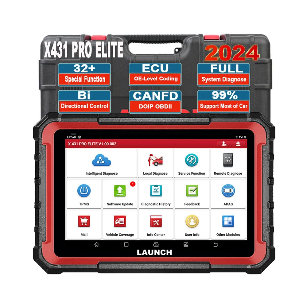 LAUNCH X431 PRO ELITE Car Full System Diagnostic Tools OBD OBD2 Scanner 32 Reset CAN FD DOIP Code Reader 12v SDK Engine Analyzer