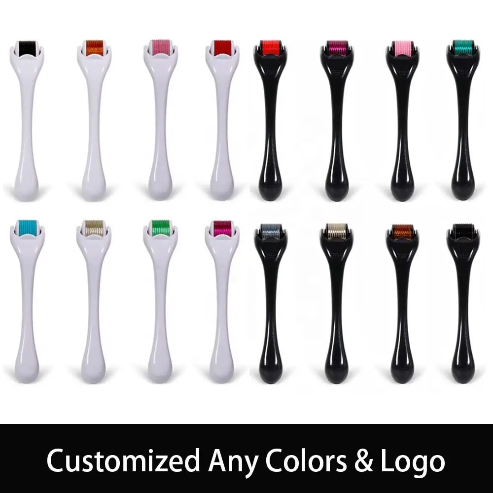 Derma roller oem Source Factory Titanium Micro Needle 540 Pink Dermaroller 0.5 mm 1mm For Beard Hair Skin Growth