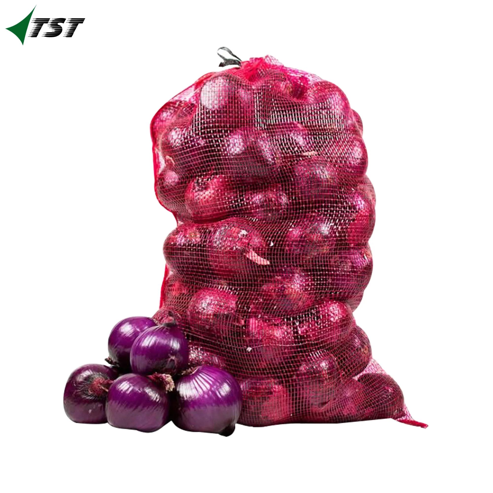 SACOS DE MALLA TEJIDA LENO Bolsa de malla arpilla with virgin pp material for packaging vegetables and fruits