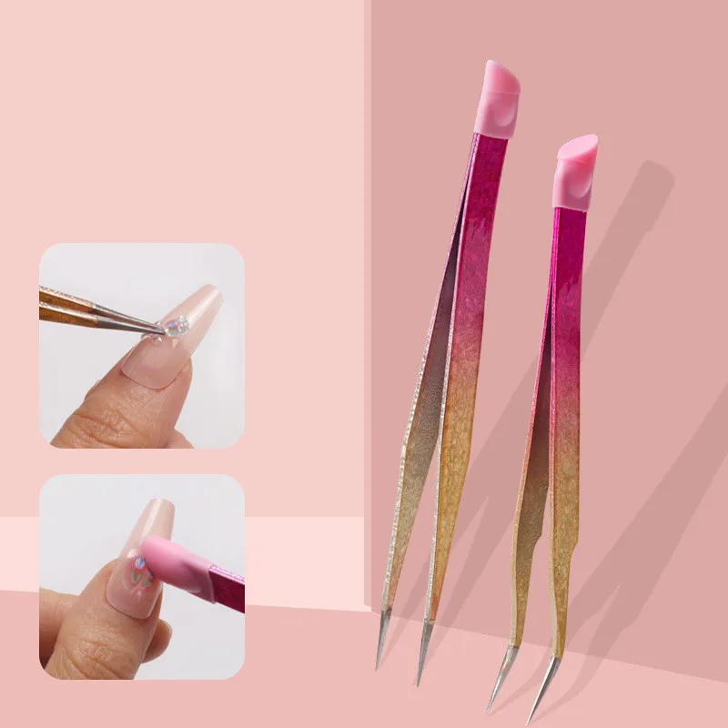 Stainless steel elbow straight multifunctional double-headed nail tweezers