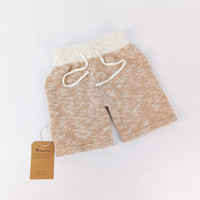 Paleo Baby Knitted Shorts Two Tone Color Custom Adjustable Strap Kids Pants Cotton New Born Baby Knit Shorts Pants