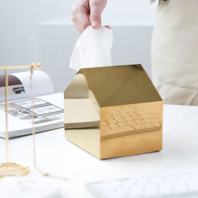 Коробка для салфеток, современный домашний декоративный контейнер, роскошные автомобильные держатели для лица, крышка, Золотой квадратный цилиндр, круглая металлическая бумага