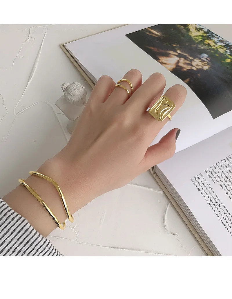 Hot Sale Vintage 925 Sterling Silver Personalised Cuff Bangle 18K Gold Plated bracelet Fashion Jewelry