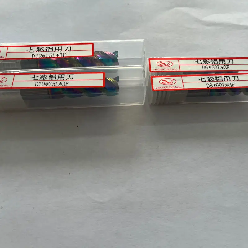 Non-standard custom rainbow-coated u-slot carbide tungsten milling cutter aluminum tool CNC machine tool end mill