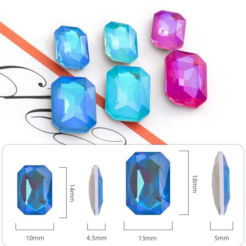 Xichuan Mocha Fluorescent Series Rectangle Octagon Shaped Rhinestone  K9 Glass Point Back Rhinestones