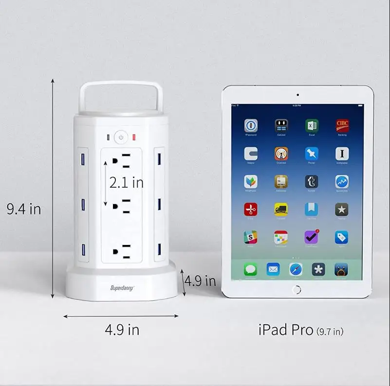Superdanny US table mount multi plug usb socket outlet extender surge protector power strip with usb