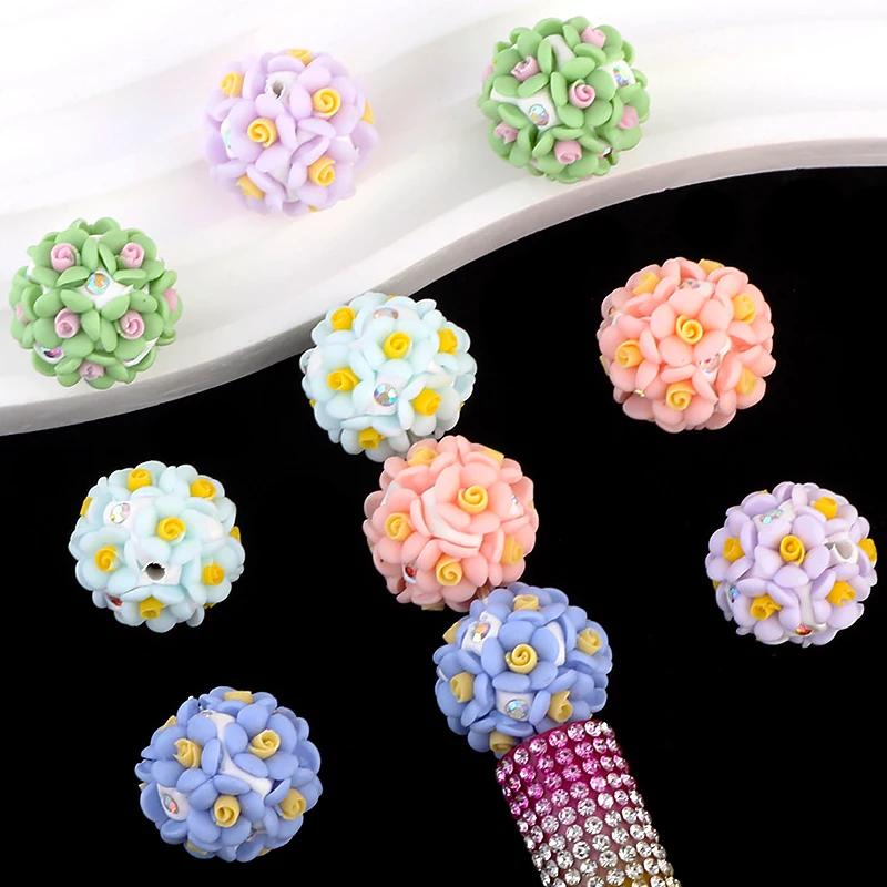 SOJI New 20mm 3D Flower Beads Daisy Rose Small Flower Decoration Ball Beads DIY Handmade Bubblegum Ballpoint Pen Accessories