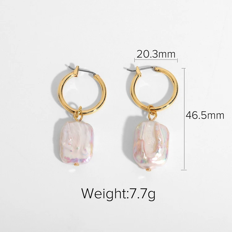Rainbow color beautiful sheen cultured baroque natural pearl earrings fresh water mother of pearl dangle drop earrings women