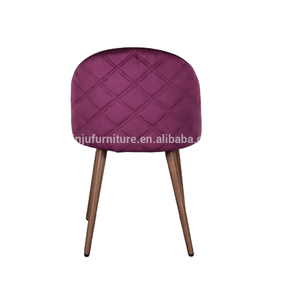 Home furniture Imitation wooden leg mysterious purple velvet dining chair