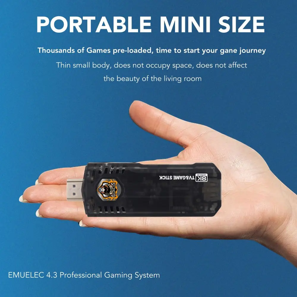 wireless mini game stick 8k video portable classic arcade box game console 64gb lite game stick 4k