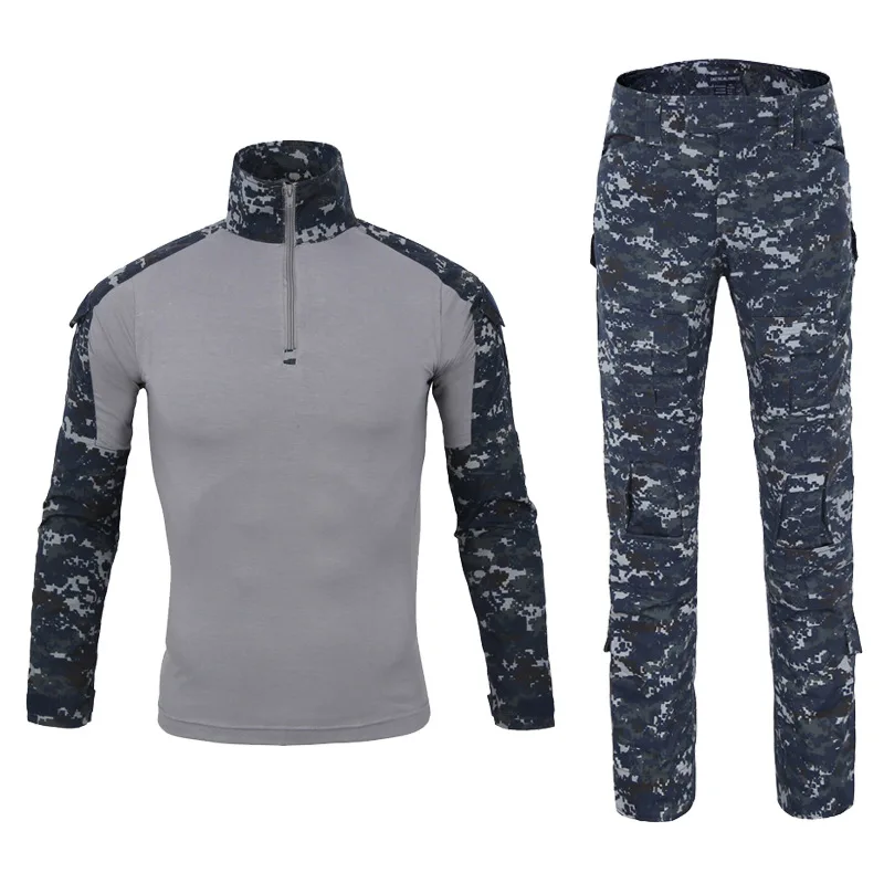 Wholesale tactical camouflage uniform shirts and Pant Outdoor Combat Black Navy Blue Clothing tactical Uniform