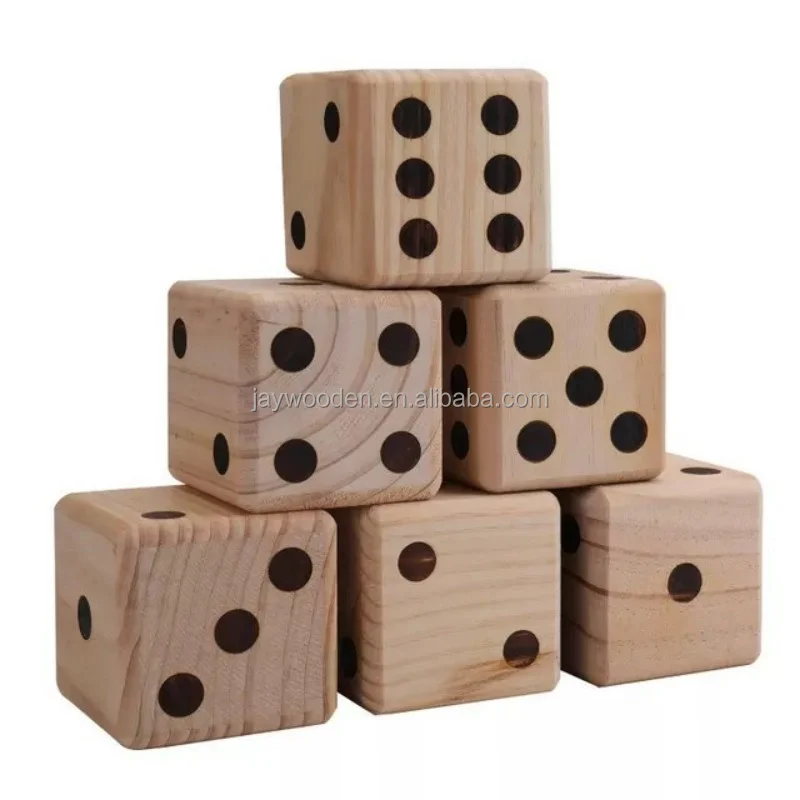 Garden Outdoor Play game large size 9cm 7 cm customized logo dice Popular yard game custom dice set Party wooden toy dice