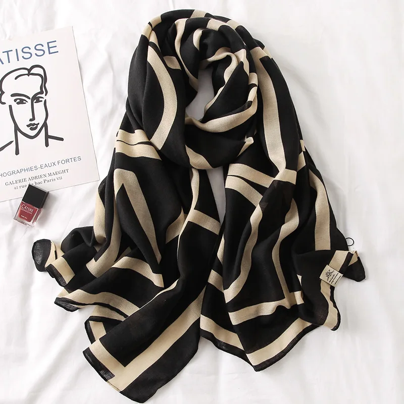 
Ladies High Quality Scarves Printed Soft Pashmina Stole Foulard Muslim Hijab Viscose Long Shawl and Wraps Head Scarf 