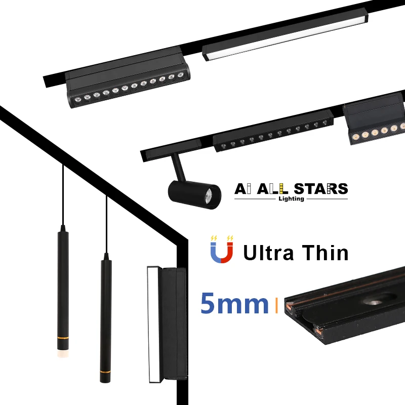 Magnetic Track Light Osram Dimmable Ultra Thin Led Magnetic Adjustable Track Ceiling Light 48V Slim Mini Magnetic Track Lamp