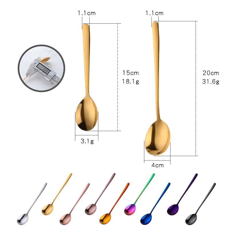 Дешевые цены красочные из нержавеющей стали ужин Рис Круглый столовые приборы набор столовых приборов ложка