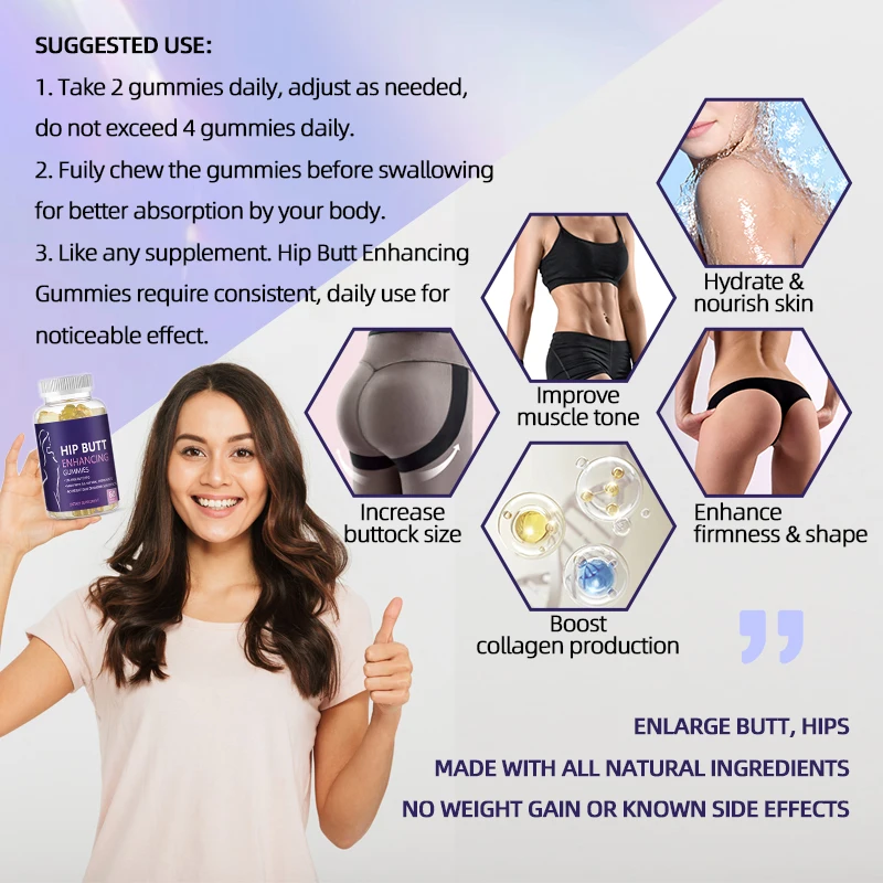 Ships in 2 Days DUOZI Bbl Gummies Butt Enlargement Pills Booster Hip Enhancement for Women