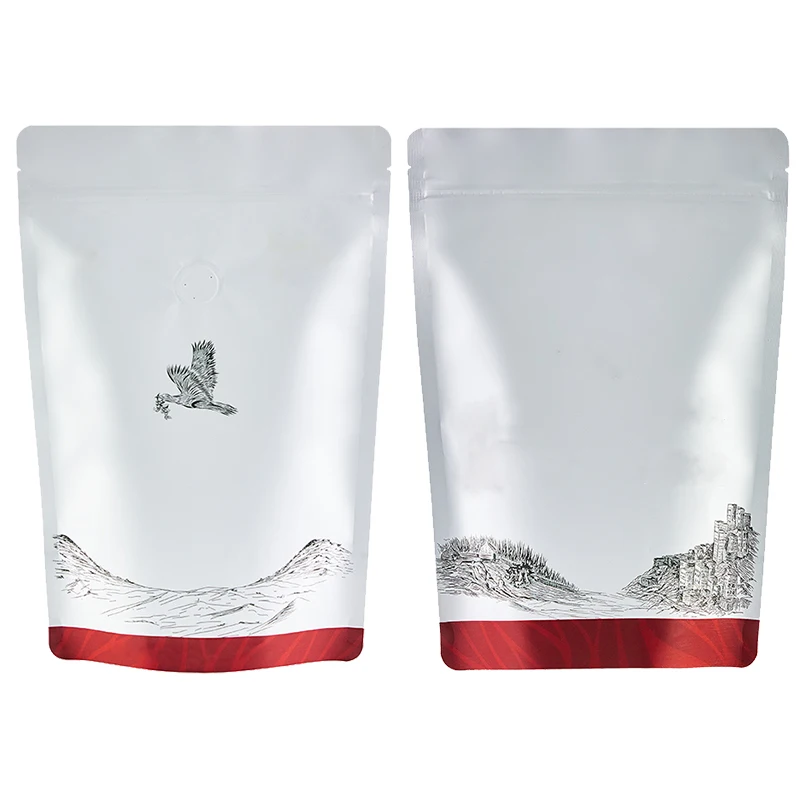 4Oz 180Microns Kraft Paper/PA/CPP Aluminum Foil Good Standing Coffee Beans Grain Stand Up Packaging Bags With Valve Supplier