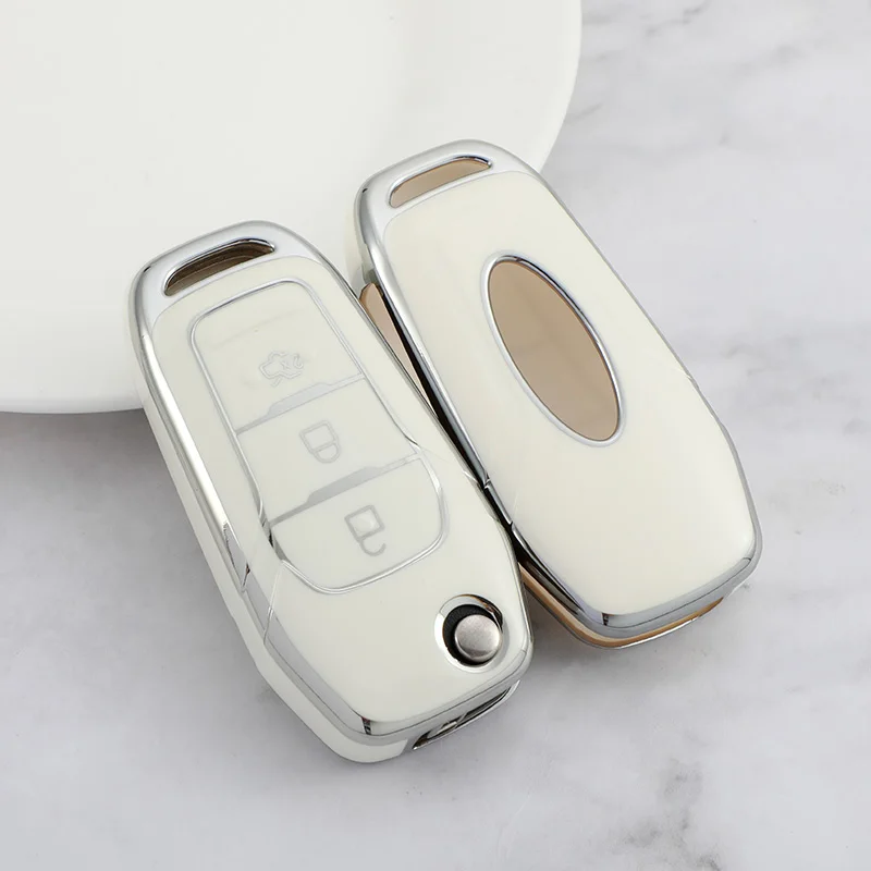 TPU Car Key Case Cover for Ford Ranger C-Max S-Max Focus Galaxy Mondeo Transit Tourneo Custom Auto Key Holder Keychain