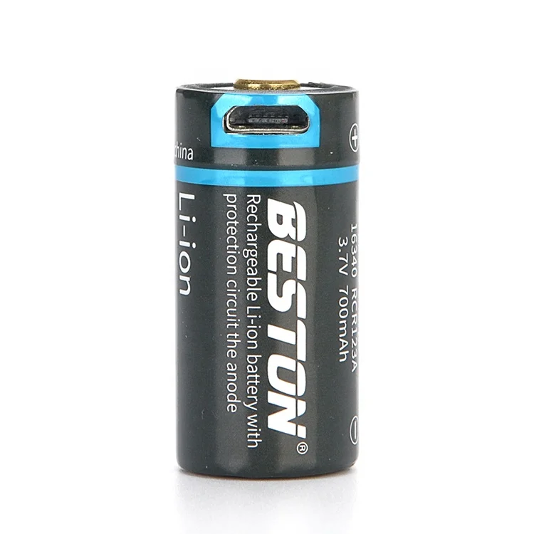 
Micro USB Charge RCR123A 2600mWh 3.7v 700mah 16340 Rechargeable Li-ion Battery with Protection Circuit 