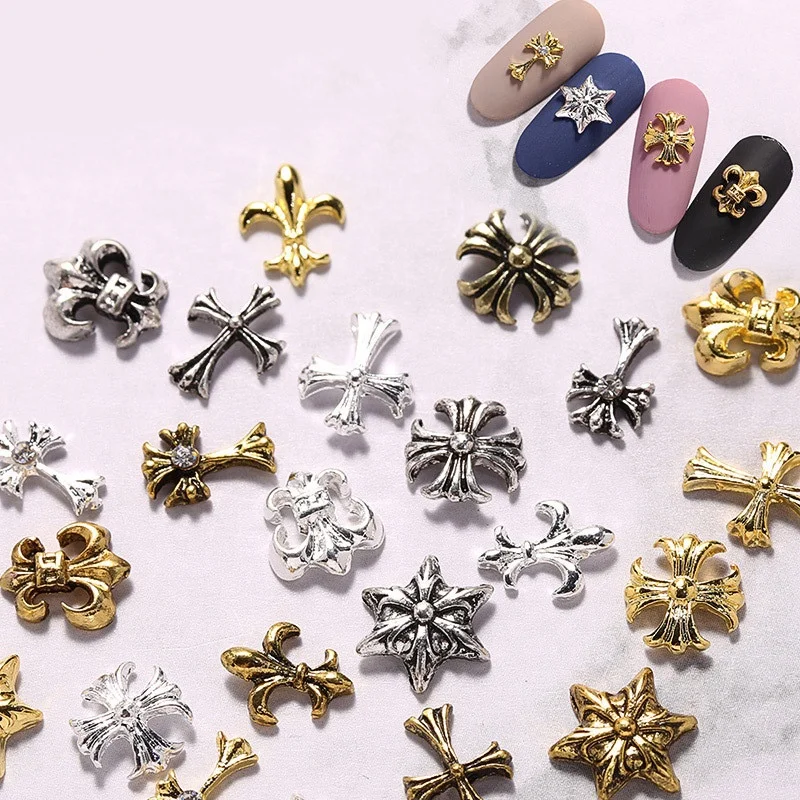 Wholesale chrome hearts alloy ornament for nail art decoration 3D beauty nail charms manicure accessories supplier for salon