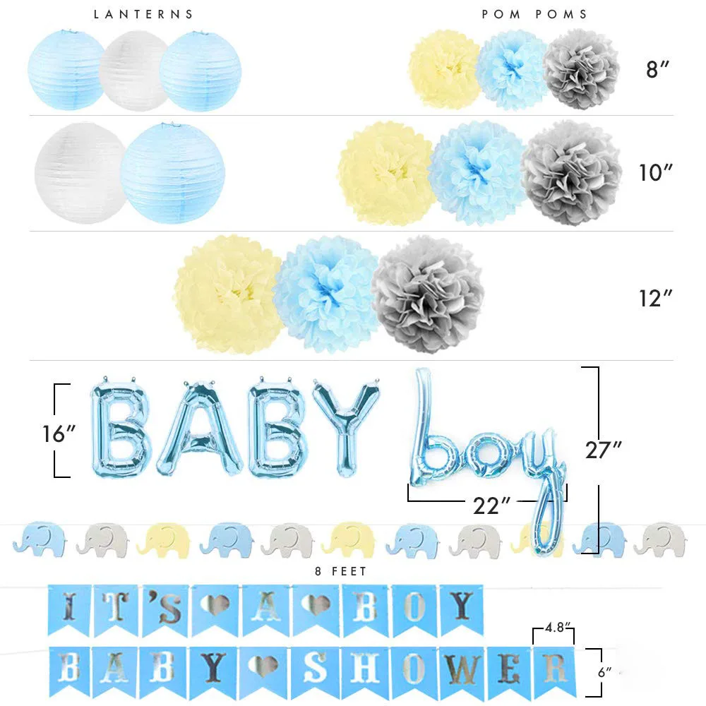 Baby Shower Decorations for Boy with Its A Boy Banner Foil Blue Balloons Supplies Kit