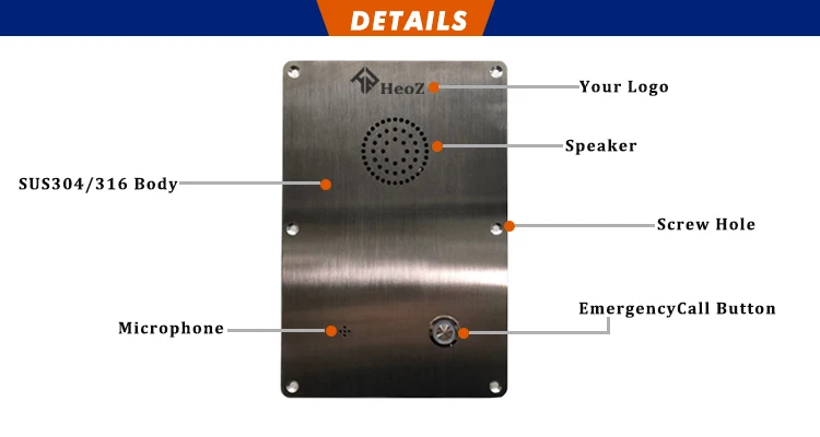 2022 Two Way Help SOS Telephone OEM Speed Dial Parking Lot Intercom Public SIP IP Intercom for Passenger