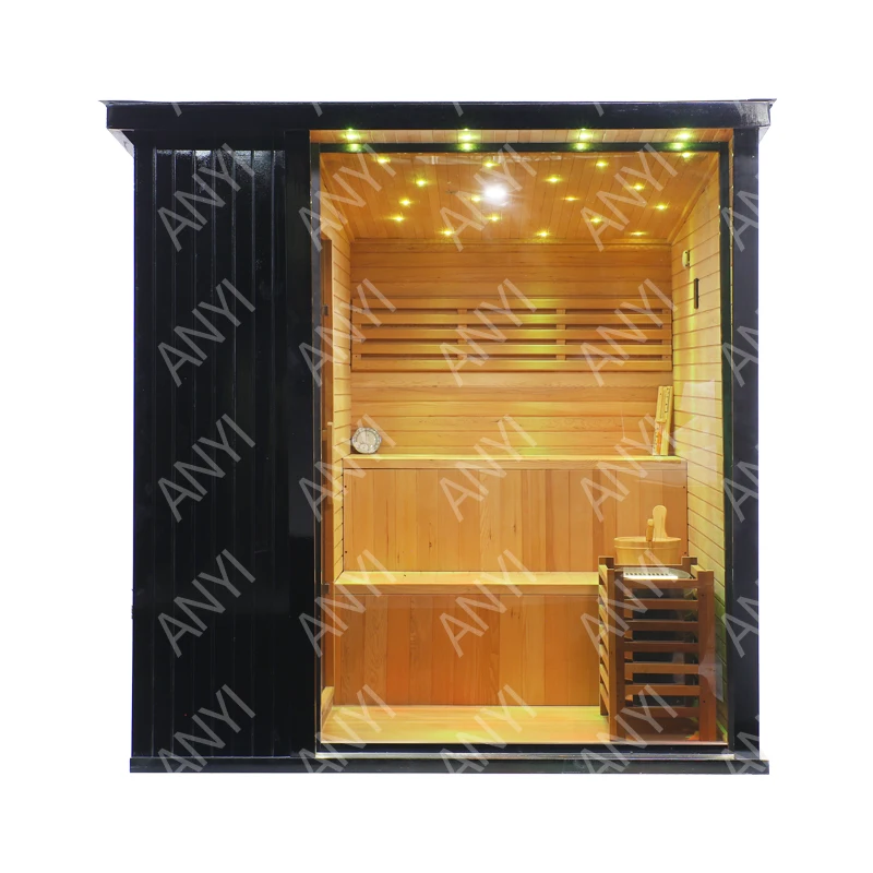 hemlock wooden sauna room with sauna stove for sale