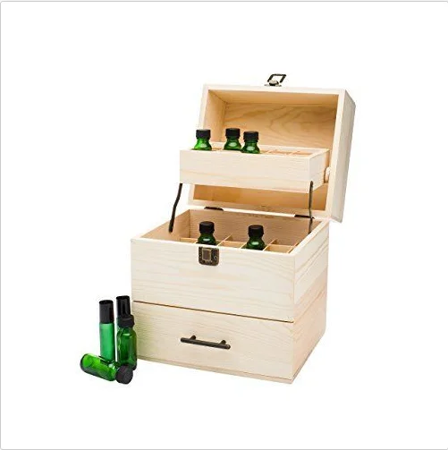 wooden factory FSC&BSCI Essential oil storage box 59 Slot Essential Oil Carrying Aromatherapy Wooden Storage Box Storage Box