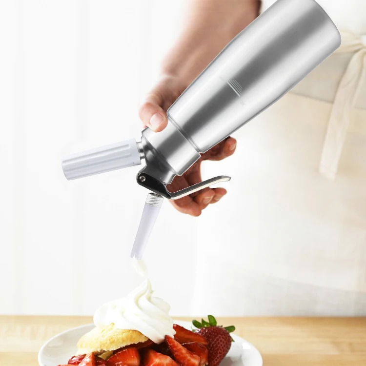 Professional Aluminum Whipped Cream Dispenser 1 Pint Whipper Stainless Steel Decorating Nozzles + 3 pcs Plastic