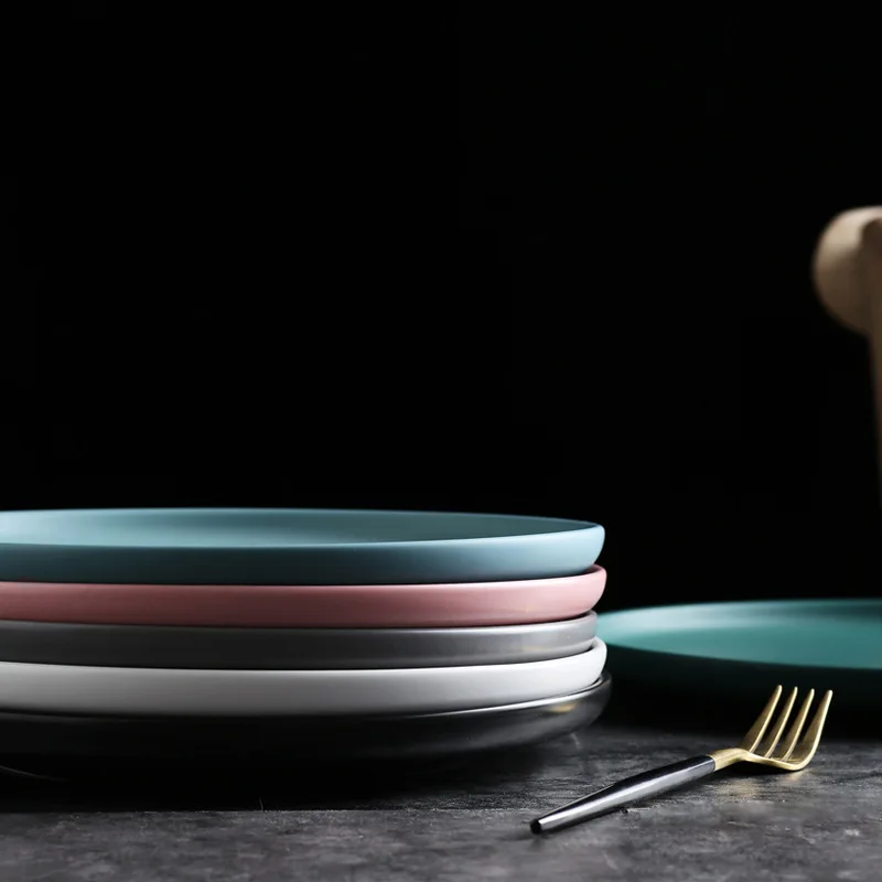 European style simple and fashionable matte ceramic plate dessert pizza cake plate