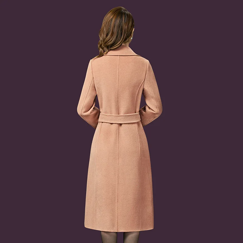 Luxury Custom Made Australian Private Label Purple Ladies Winter Warm Jacket Wool Long Shearling Mongolian Cashmere Coat