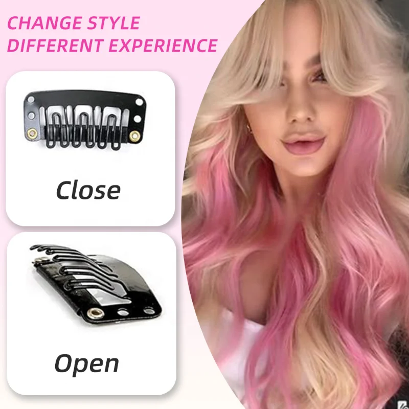 Wholesale Women Rainbow Color Synthetic Hair Extensions Hairpiece Clip in Colored Wave Curly
